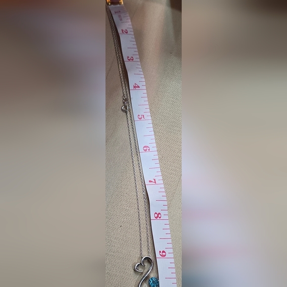 ZALES JANE SEYMOUR BLUE TOPAZ STERLING SILVER 925 PENDANT WITH 925 18 IN CHAIN - Picture 7 of 7